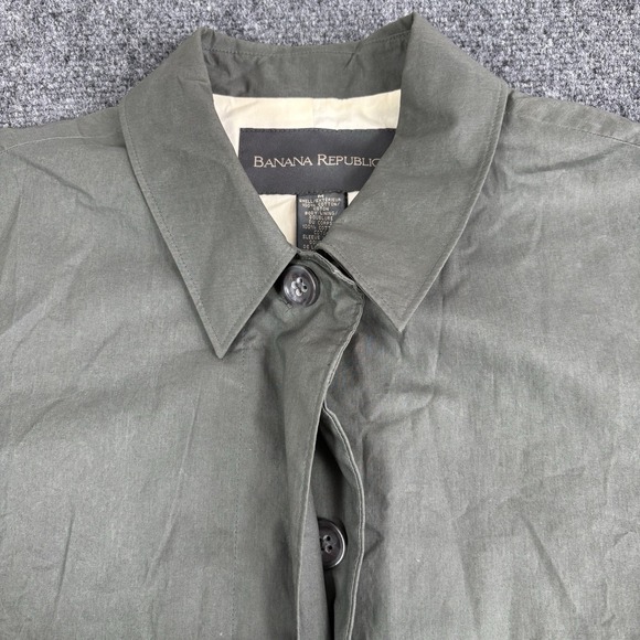 Vintage Y2K Banana Republic Water Resistant Mac Jacket Coat Cotton Green Size M - Picture 3 of 11
